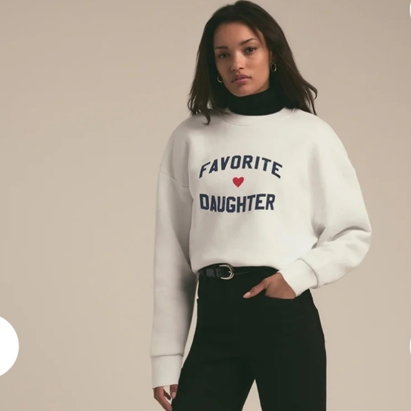 FAVORITE DAUGHTER Sweaters - FAVORITE DAUGHTER HEART LOGO SWEATSHIRT; SIZE MEDIUM